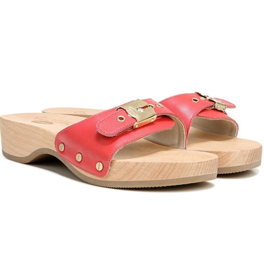 Red Dr Scholl’s vintage sandal clogs